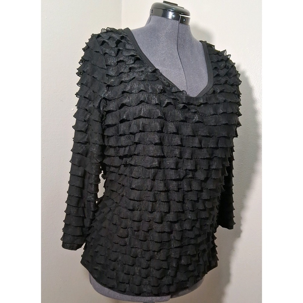 Black Blouse 1X Goth Ruffles Party Christmas